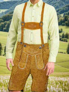 Men’s Lederhosen Tillich Suede Golden Brown Bavarian Outfit